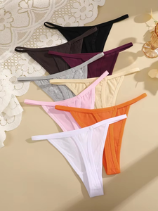 1 unidad de tanga de algodón para mujer, sexy, de cintura fina, sin costuras, de tiro medio, deportiva, con espalda en T, antibacteriana y transpirable - Product Image 6