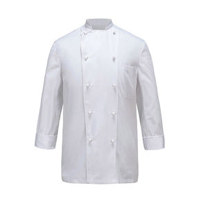 Customized Professional Kitchen Chef Coat White Long Sleeve Custom Design with Logo Unisex Polyester/Cotton - Product Image 3