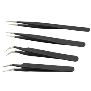 Pinzas de volumen de etiqueta privada Punta de fibra pinzas de Punta inclinada de acero inoxidable Pinzas de extensión de pestañas de volumen - Product Image 2