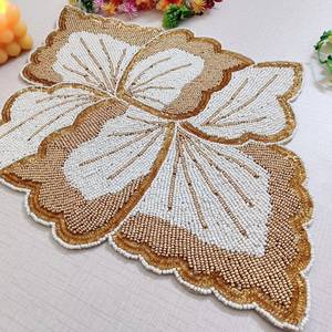 <b>Beaded</b> <b>Placemat</b> Handmade Round Charger for Luxury Dining & Holiday Decor Unique Piece Handmade <b>Beaded</b>, <b>Placemat</b>, Housewarming - Product Image 3