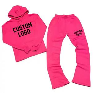 Trajes de chándal desgastados Vintage personalizados, pantalones de chándal acampanados con lavado ácido, conjunto de Sudadera con capucha para hombres, chándal Vintage apilado, chándal acampanado - Product Image 6