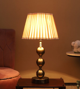 Charming pleated gingham <b>shade</b> table <b>lamp</b> on a white fluted base. Available at wholesale prices. - Product Image 4