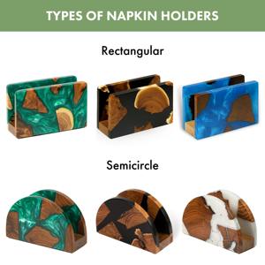 Porte-serviettes en bois et résine bleue pour table à manger, comptoir de cuisine, décoration de la maison, service des invités et usage quotidien en provenance d'Inde - Product Image 6