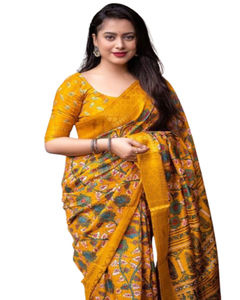 Saree doux en jacquard organza Kora exclusif Vesta Exports avec pallu et chemisier de course en soie pour les fêtes d'été ou d'hiver - Product Image 1