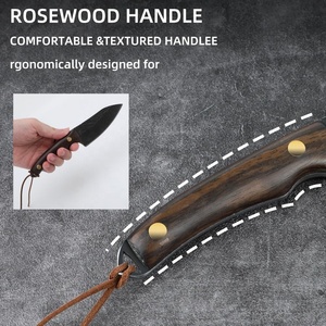 มีดสำหรับตั้งแคมป์เหล็กคาร์บอนสูงทำด้วยมืองานตามสั่งด้ามไม้และปลอกหนังชั้นดีทักษะการเชฟมีดดามัสกัส - Product Image 5