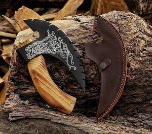 Hache Viking forgée à la main coupe-pizza couteau de camping barbu en acier au carbone pour couteaux de cuisine d'anniversaire et d'anniversaire - Product Image 3