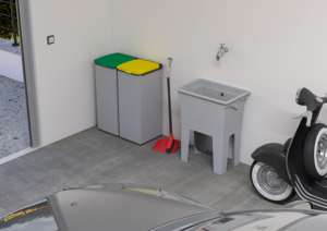 Mongardi Évier utilitaire monobloc en résine PP gris ciment 60x40x74mm avec vidange et kit de fixation inclus Fabriqué en Italie - Product Image 3