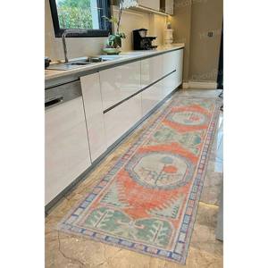 Tapis à motif floral bohème, tapis imprimé, délavé, minimaliste, anatolien, turc, décoratif, antidérapant, mariage, rose, tapis en chenille - Product Image 5