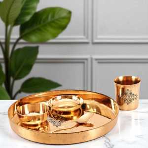 Juego de Vajilla de 5 Piezas Hecho a Mano de la Mejor Calidad, Vajilla de Metal de Bronce Puro, Duradera, de Lujo, Diseño Tradicional Chino Moderno para Hoteles - Product Image 1