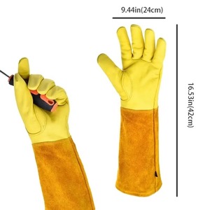Guantes de soldadura Tig de piel de vaca de piel de cabra anticorte de larga mano resistentes al calor para un producto de seguridad y protección de soldadura Tig seguro - Product Image 4