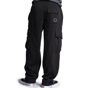 Pantalon de survêtement épais décontracté pour hommes personnalisé par OEM Pantalon de survêtement léger en coton et polyester taille moyenne Baggy Jogging léger droit à jambe large - Product Image 3
