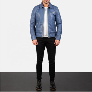 Veste en cuir pour homme, col montant, doublure en toile sur le devant, polyester imperméable et respirant, ourlet côtelé élastique, coupe classique, service OEM - Product Image 2