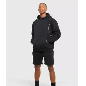 Vêtements de sport personnalisés unisexe ensemble de shorts à capuche zippés 2 pièces vêtements de jogging décontractés grande taille survêtement en polyester pour hommes sans couture sport - Product Image 1