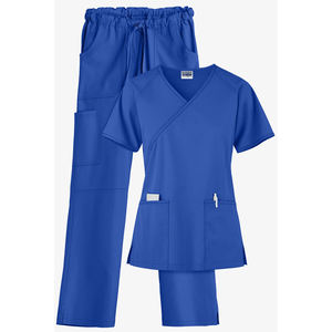 ชุดยูนิฟอร์มโรงพยาบาลผ้าโพลีสแปนเด็กซ์ป้องกันริ้วรอยคอวีของผู้หญิงออกแบบได้ตามต้องการ - Product Image 4
