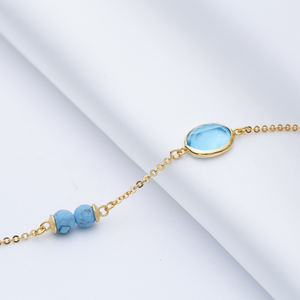 Aquamarine Quartz Or Lunette Ovale En Argent Sterling En Gros Bracelet Bijoux À La Main 925 Sterling Bijoux - Product Image 4