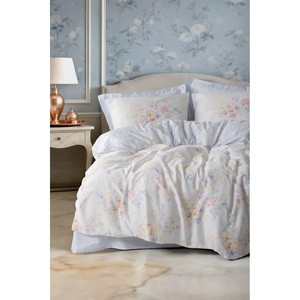 Lilou Lilac Cotton Satin Double Duvet Cover <b>Set</b> Floral Woven <b>Comforter</b> Home Use Washed for Comfort - Product Image 1