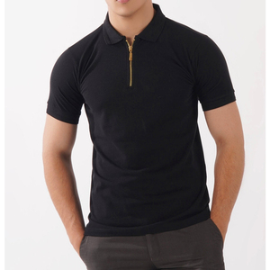 2025 precio competitivo logotipo personalizado y etiqueta de los hombres media cremallera Polo Material transpirable tamaño adulto Slim Fit hombres Polo camisa - Product Image 2