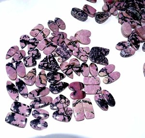 Par de Rodonita natural, la última piedra natural, venta al por mayor, par de piedras preciosas cabujón, pendientes, piedras preciosas sueltas para hacer joyas - Product Image 6