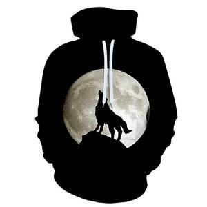 Pull à capuche surdimensionné pour hommes avec graphique loup 3D Streetwear d'automne haut en polaire imprimé animal sweats à capuche personnalisables - Product Image 3