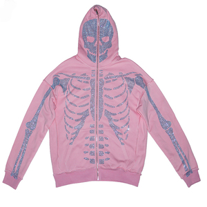 Vêtements de base en coton mélangé Fabricant de vêtements de rue personnalisés pour hommes Sweats à capuche en coton français surdimensionné à capuche en strass pour hommes - Product Image 5