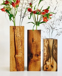 Maceta de madera decorativa con textura rústica para exhibición de plantas de interior, jardín al aire libre, balcón, maceta de madera hecha a mano - Product Image 2