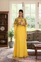 Kaftan Islamique pour Femmes en Gros de Dubaï, Grande Taille, en Mousseline de Soie Légère et Polyester, Longueur Ras du Sol, Perlé, Fait Main, Ourlet Évasé AWAIS