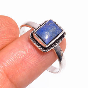 Anillo DE BODA clásico de Plata de Ley 925, anillo fino de piedras preciosas de lapislázuli para Aniversario de compromiso o regalo de fiesta - Product Image 3