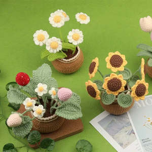 Pot de fleurs en crochet style simple en peluche, fabriqué en fil - Product Image 3