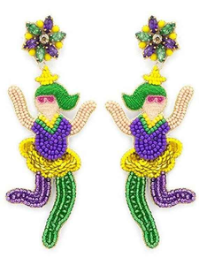 Boucles d'oreilles pendantes dorées de luxe, élégantes, avec broderie perlée, fabrication artisanale de haute qualité et charme fantaisie - Product Image 4