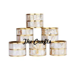 Deluxe Quality Napkin <b>Ring</b> Brass And <b>Mother</b> Of Pearl Napkin <b>Ring</b> Set Of Six Pink Color Napkin <b>Ring</b> For Sale - Product Image 3