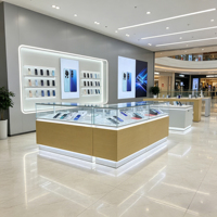 Aménagement de magasin, design d'intérieur moderne, comptoir d'exposition pour téléphones portables, solutions de mobilier pour magasin de téléphonie mobile, vitrines