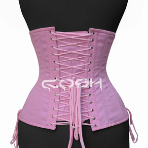 Corsé de Algodón Rosa Personalizado con Diseño de Lazos en la Cadera |    Corsé de algodón con tiras en la cadera - Product Image 6