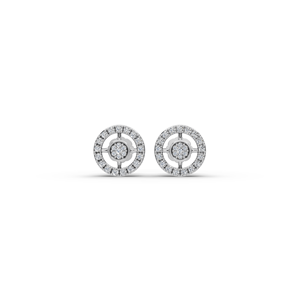 Boucles d'oreilles rondes en diamant de laboratoire Halo - Product Image 5