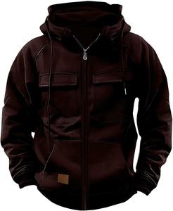 2025 nouvelle mode hommes quart Zip pull Cargo à capuche veste sweat à capuche avec poches en gros fabricant Premium - Product Image 6