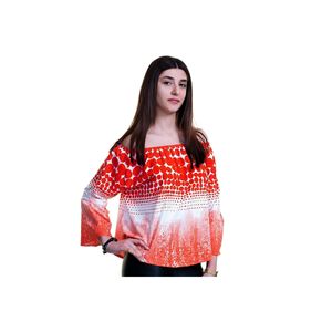 <b>Red</b> Polka Dot Special Cut Cotton Women's Off-Shoulder <b>Blouse</b> - Product Image 1