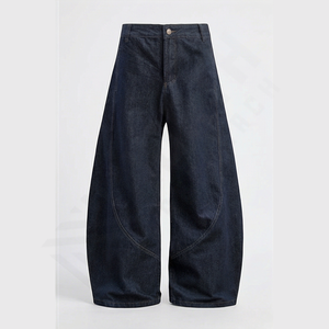 กางเกงยีนส์เดนิมสีน้ำเงินเข้มทรงสลิมฟิตแบบคลาสสิก 5 กระเป๋า ผ้าฝ้ายผสมสแปนเด็กซ์ 12 ออนซ์ กางเกงผู้ชายทรงหลวม ขายส่งจำนวนมาก รับผลิตแบบ OEM - Product Image 1