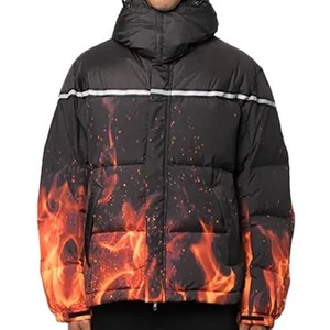 เสื้อโค้ทปลาปักเป้าพิมพ์ลายไฟสำหรับฤดูหนาวใส่ได้ทั้งชายและหญิงผ้าถักสำหรับตกแต่งกระเป๋า - Product Image 1