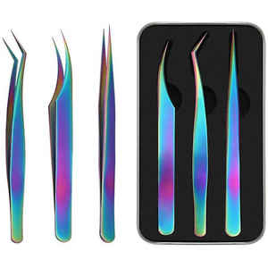 Pinzas de pestañas manuales profesionales de acero inoxidable con punta puntiaguda para extensiones de pestañas implantes déntricos puntas de fibra de belleza - Product Image 6