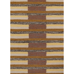 Alfombra Rectangular de Lana Hecha a Mano Indusbar, Diseño Abstracto a Rayas Rojo Naranja, para Entrada del Hogar -ADWL-13019, 9x12 - Product Image 3