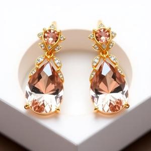 ต่างหูเงินแฟชั่นสุดสร้างสรรค์สำหรับผู้หญิงต่างหูห้อยเพทายสีชมพูสวยเครื่องประดับสำหรับผู้หญิง - Product Image 5