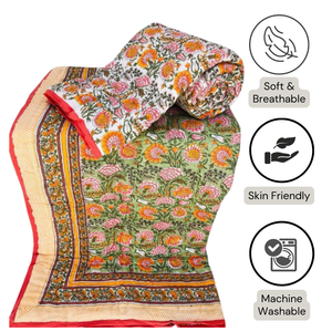 Washable Hand <b>Block</b> <b>Printed</b> 100% Cotton Vintage Eco-Friendly Home & Hotel Use - Product Image 4