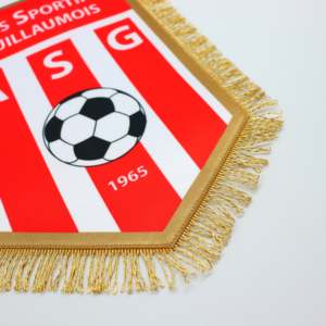 Bandera de satén de cristal de calidad superior, doble cara, con flecos dorados pentagonales - Product Image 2