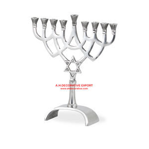 Bougeoir Menorah en aluminium de qualité supérieure avec 9 bras Décoration d'éclairage de Noël Bougeoir Menorah en métal - Product Image 4