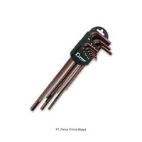 Set kunci Hex ekstra panjang metrik 9pcs, alat kunci pas Allen baja S2 untuk penggunaan mesin otomotif & Industri
