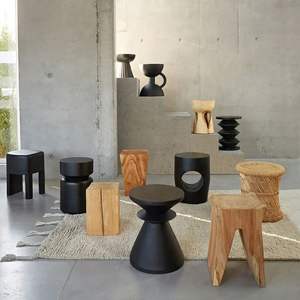 Modern Simple Natural Solid Wood <b>Stool</b> & Ottoman Walnut Side <b>Table</b> Furniture for Indoor Outdoor Hotel Bedroom Villa Living Room - Product Image 4