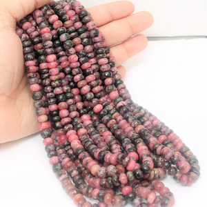 Cuentas de Rodonita Natural de Primera Calidad, Forma Redonda Lisa, 16 Pulgadas, Cuentas de Piedras Preciosas de Rodonita Rosa, Calidad AAA para Artesanía - Product Image 1