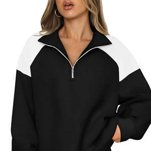 New Oversize Women's Sweatshirt Cotton Half Zip Sweatshirt Women's <b>Hoodies</b> High Collar <b>Running</b> Workout Style <b>Hoodies</b> Women - Product Image 6