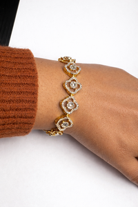 925 Sterling Silver Clover <b>Bracelet</b> - Handmade Gemstone <b>Bracelet</b> For Women - Gift for Her - Product Image 4