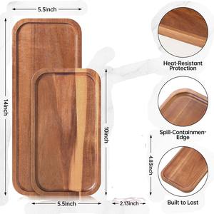 Plateau de service rond en bois d'acacia massif fait à la main et poli pour la charcuterie - Product Image 6
