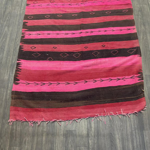 Rose et Noir Couleur Designer Dhurries Main Bloc Imprimer Motif Tapis 100% Coton Matériel Dhurries pour La Maison Salon Décor - Product Image 2